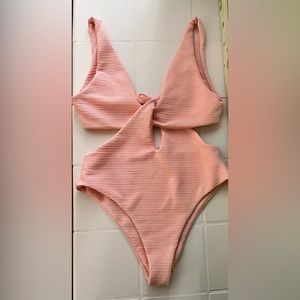 Cupshe Pink Twist Front One Piece Swimsuit